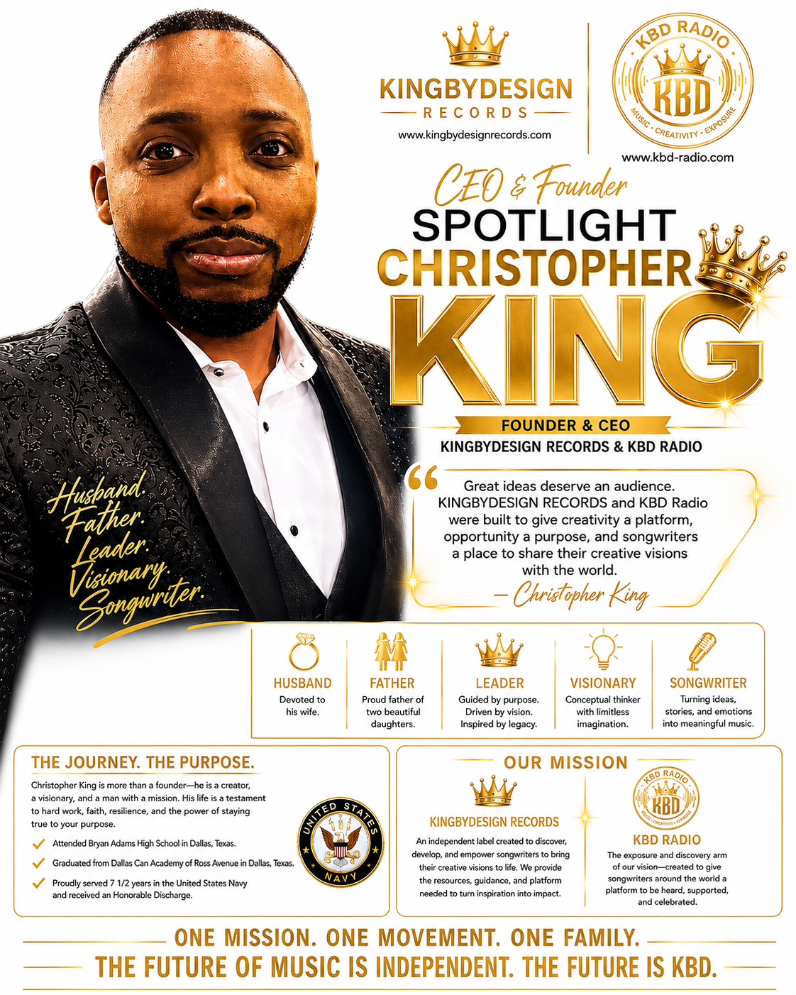 Christopher King — Founder & CEO of KINGBYDESIGN RECORDS and KBD Radio